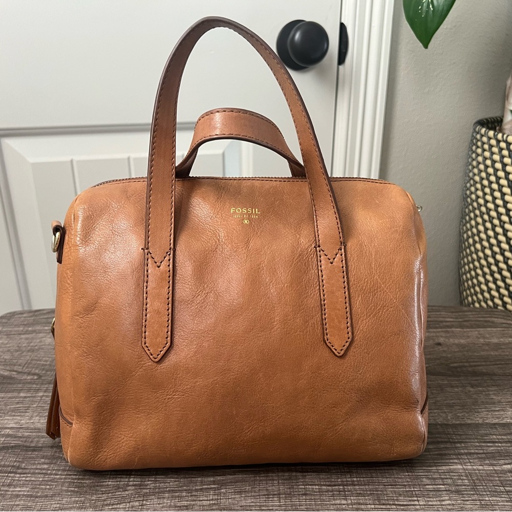 Fossil Tan Leather Sydney Satchel